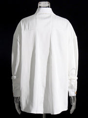 Casual Minimalist Button Decor Loose Blouses