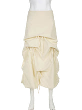 Solid Color High Waist Lace up Cargo Skirt