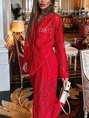 Sexy Loose Lace See Through Trousers Set