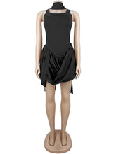 Fashion Sleeveless Slim Patchwork Ruched Mini Dress
