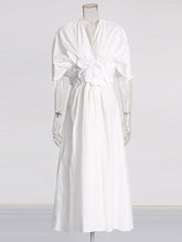 Elegant Floral Applique V-neck Maxi Dress