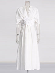 Elegant Floral Applique V-neck Maxi Dress