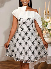 Elegant One Shoulder Ruffles Appliques Party Dress