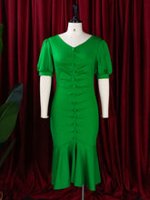 Solid Color Ruffles Slim Dress