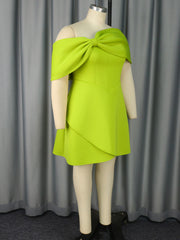 Off Shoulder Bow Top Tulip Hem Evening Party Dress