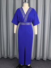 Rhinestone Embellished V-neck Slim Maxi Dress