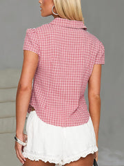 Retro Casual Turn-down Collar Plaid Shirt