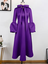 Fashion Bow Neck Puff Sleeve A-line Dress