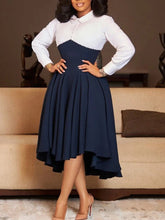 Elegant Beading Contrast Color Cinched Waist Midi Dress