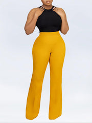 Casual Elastic High Waist Wide Leg Pants