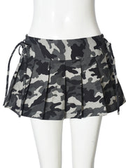 Sexy Camouflage Low Waist Pleated Short Skirt