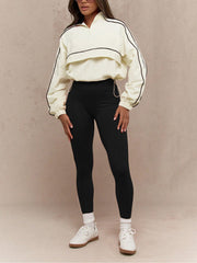 Casual Zipper Sweatshirt Tight Pant Sport Two Piece Set