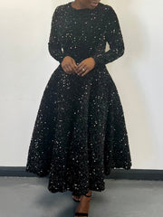 Elegant Round Neck Sequin Slim Party Dress
