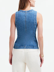 Casual Denim Crewneck Vest Waistcoat