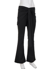 High Waist Bandage Detail Flare Pants