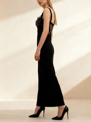 Sexy Lace Corset Sleeveless Package Hip Midi Dress