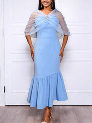 Elegant Off Shoulder Slim Evening Party Fishtail Dress