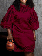Fashion Bubble Sleeve Hollow Loose Dress