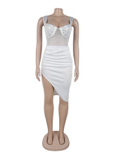 Sparkly Rhinestone Sleeveless Bodysuit And Skirt Set