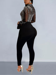 Sparkly Rhinestone Embellished Skinny Jumpsuit