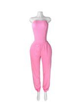 Sexy Strapless Bodysuit Stretch Waist Pants Set