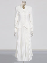 Fashion Slim Blazer Pleated Skirt Two-Piece Set