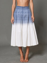 Casual High Waist Gradient Color Pleated Skirt