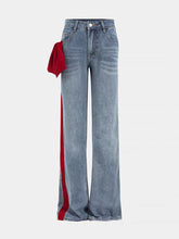Mid-Waist Bow-Decor Denim Jeans