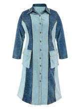 Plus Size Fashion Color Block Patchwork Denim Dress