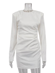 Elegant Round Collar Ruched Mini Dress