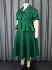 Elegant Jacquard Slim Top A-Line Skirt Party Sets