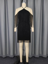 Elegant Halter Off Shoulder Fringe Mini Dress