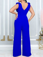 Fashion V Neck Floral Embellished Slim Jumpsuit