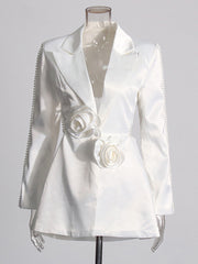 Elegant Beaded Hollow Out Blazer And Pants Set