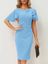 Solid Color Bowknot Slim Midi Dress