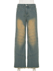Vintage Distressed Denim Straight Jeans