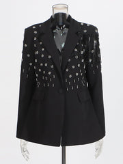 Casual Button Fringe Slim Blazer