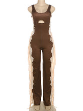 Cutout Wide Leg Side Fringed Sleeveless Jumpsuit