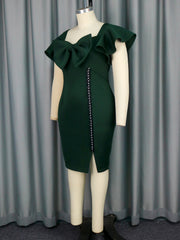 Square Neck Bowknot Slim Party Dress