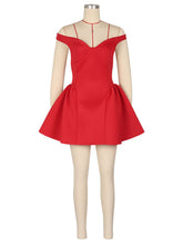 Sexy Off Shoulder V Neck Bubble Mini Dress