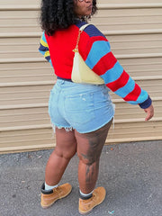 Casual V Neck Cropped Cardigan Sweater