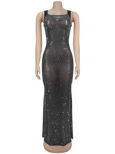 Sexy Sheer Rhinestone Embellished Bodycon Dress