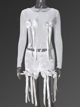 Sexy Bow Decor Lace See-through Top Shorts Sets