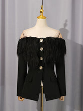 Fashion Off Shoulder Fringe Slim Blazer