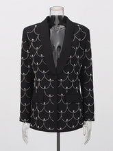Fashion Pearl Fish Scale Detail Slim Blazer
