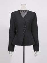 Elegant V Neck Cinched Waist Ruffles Hem Jacket