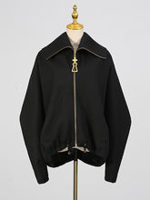 Fashion Loose Spliced Batwing Sleeve Zipper Jacket