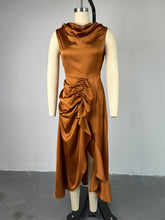 Sleeveless High Waist Slim Ruffle Irregular Midi Dress