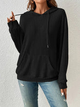 Casual Long Sleeve Hoodie Ribbed Knit Top