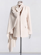 Scarf Embellished Asymmetrical Blazer